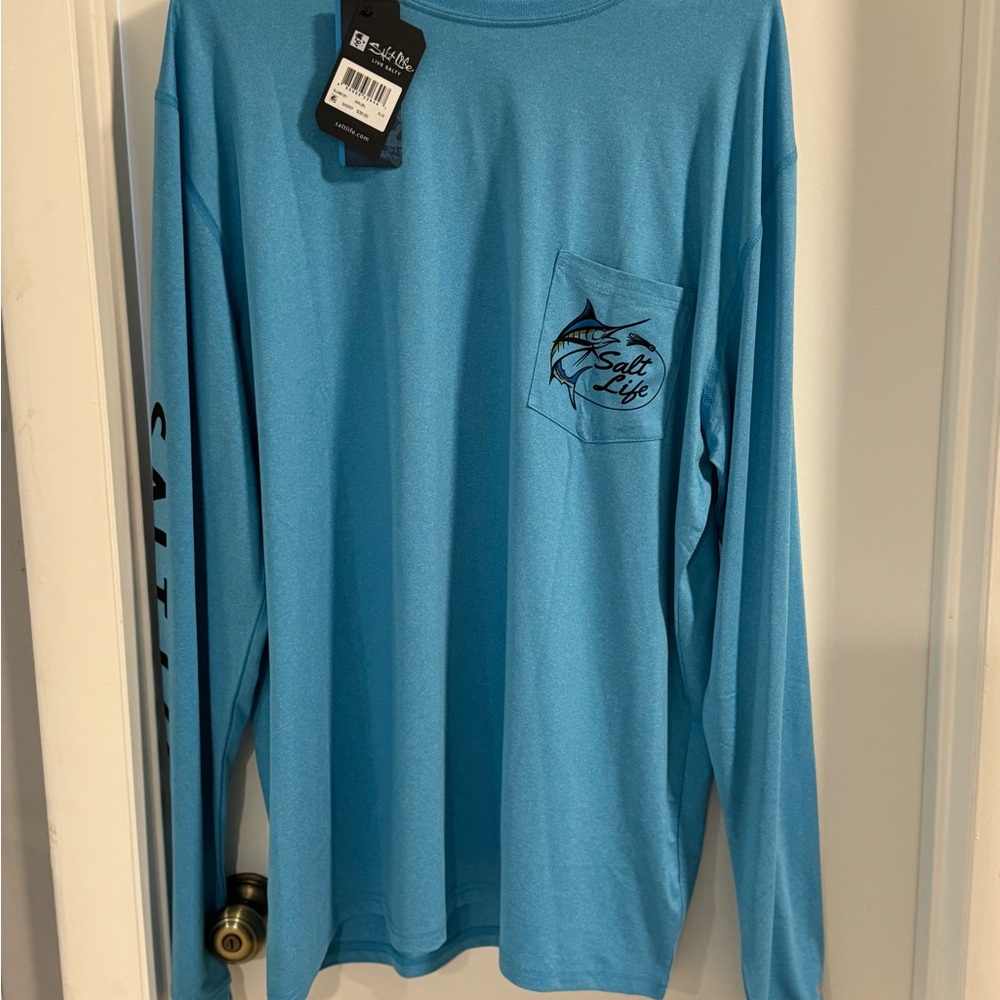 Salt Life Blue Long Sleeve Tee with Coastal Graphics